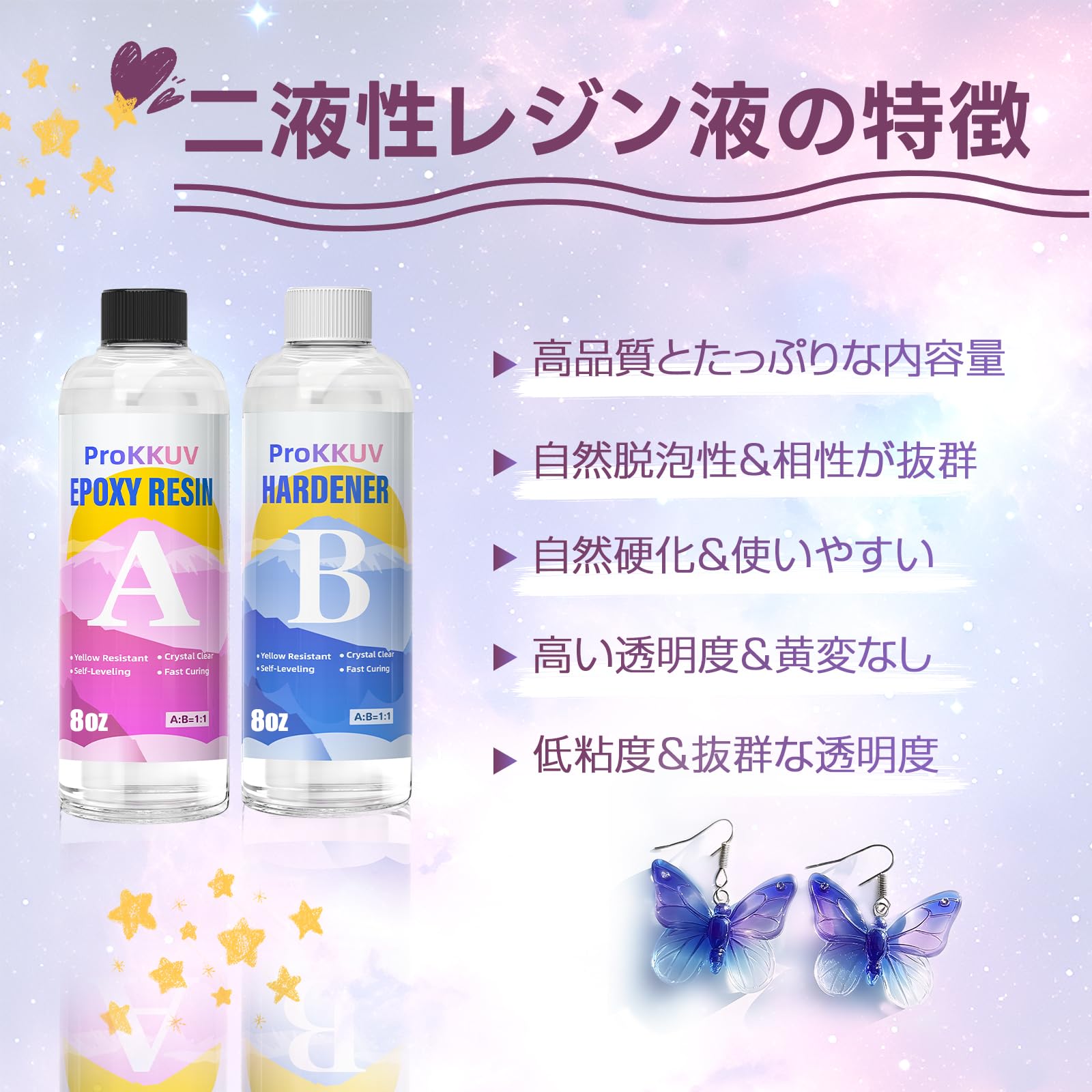 Amazon.co.jp: ProKKUV レジン液 大容量 エポキシ樹脂 2液性 237ml×2